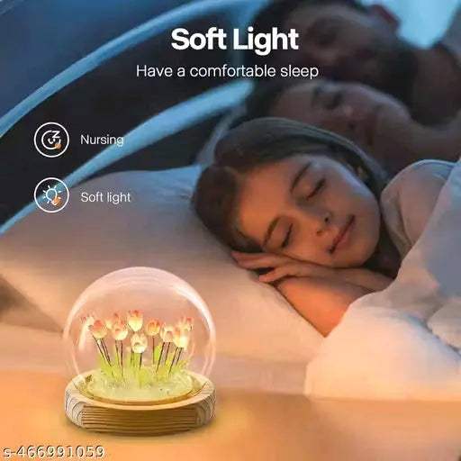 Christmas Women Tulips Gifts Birthday Flowers Gifts for Mom, Flower Lamp Night Light with Glass Dome for Bedroom Decor, White Elephant Gifts for Adults Xmas Gifts for Mom Girlfriend Sister Wife Her