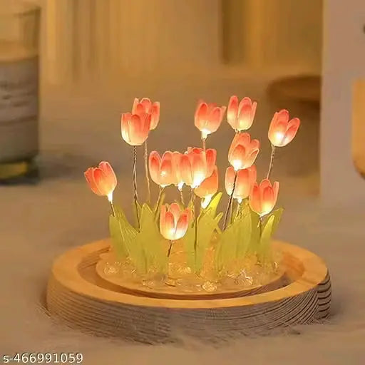 Christmas Women Tulips Gifts Birthday Flowers Gifts for Mom, Flower Lamp Night Light with Glass Dome for Bedroom Decor, White Elephant Gifts for Adults Xmas Gifts for Mom Girlfriend Sister Wife Her