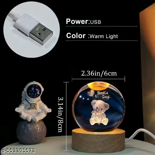 Everglow Teddy Night Light, 3D Kids Lamp, Crystals Baby Decor, USB Children’s Light, Nursery Gift Idea