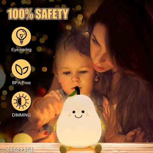 Aubade Pear Rechargeable Silicone Night Lamp - Soft Glow Pear Lamp, Kids Night Light, Nursery Decor, Birthday Gift, Silicone LED Light