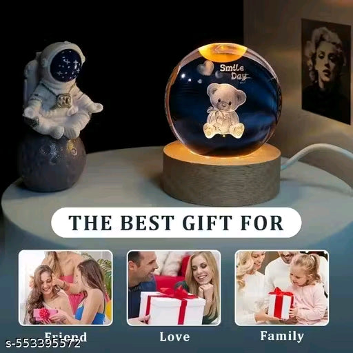 Everglow Teddy Night Light, 3D Kids Lamp, Crystals Baby Decor, USB Children’s Light, Nursery Gift Idea