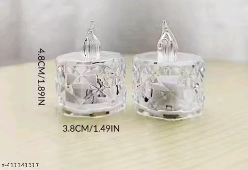 PANKH 6 Pc Crystal Acrylic Flameless and Smokeless LED Tealight Candles || Battery Candles for Decoration Perfect for Diwali & Home Decor || Pack of 6(Yellow)/ LED CANDLE./