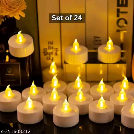 Set of 24 Tea Light LED Candle Home Decorative Lights Smokeless Candle for Festival Decoration