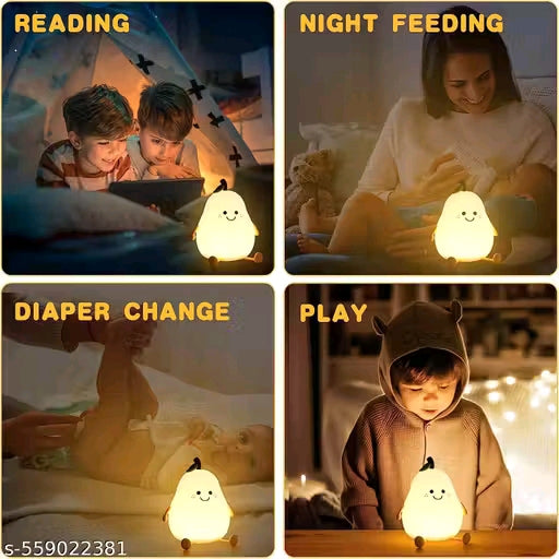 Aubade Pear Rechargeable Silicone Night Lamp - Soft Glow Pear Lamp, Kids Night Light, Nursery Decor, Birthday Gift, Silicone LED Light