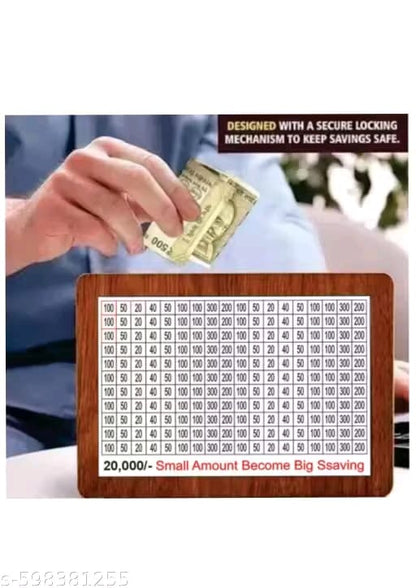 Wooden Money Piggi Bank for Kids/Piggy Bank, Money Box, Coin Box with Carved Design for Kids/Children, Savings Challenge Box, Cashbox,Cash Vault Wooden Savings Box,Wooden Coin Piggy Bank,Money Save Box Smash, Money Saver