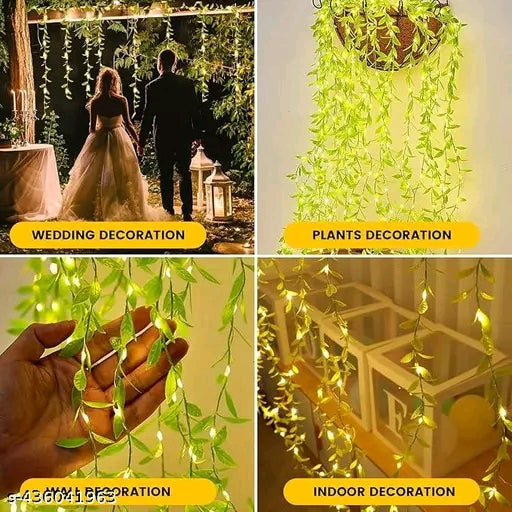 WTC 200 LED Leaf Curtain String Light | Artificial Vine Fairy Lights with Remote, 8 Modes & USB Plug for Diwali, Home, Bedroom & Garden Decoration (10x3 Ft, Warm White) - 𝚅𝙴𝙻𝙼𝙸𝚁𝚁𝙰