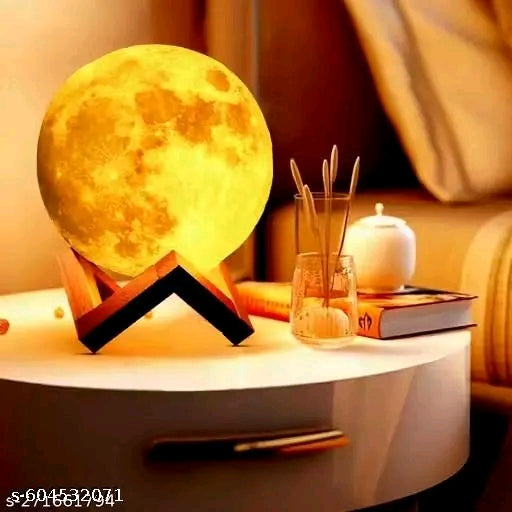 TrendyHouse Pack of 1 3D Moon Lamp 7 Color Changeable Sensor Moon Night Light Lamp, Touch Control, Moonlight Lamp with Stand & USB (15 cm) Moon Lights, Table Lamps - 𝚅𝙴𝙻𝙼𝙸𝚁𝚁𝙰