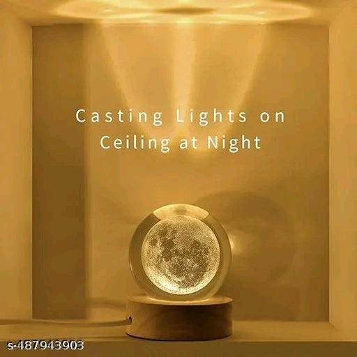 3D Moon Ball Planet Ball Night Light with Warm White Dimmable LED Wooden Base - Decorative LED Lamp for Home, Office, Bedroom, and Gift Giving - 𝚅𝙴𝙻𝙼𝙸𝚁𝚁𝙰
