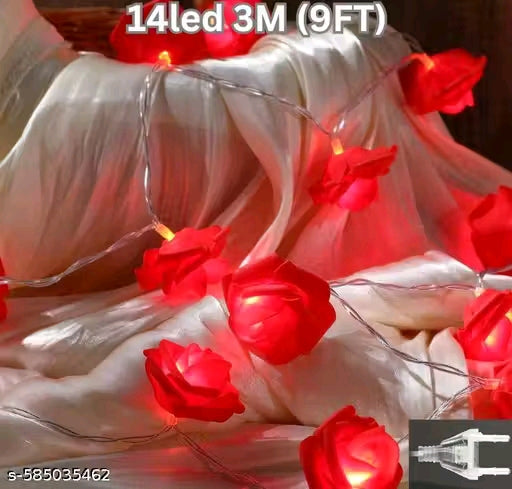 Rose LED String Lights, 3 Meter 14 LED String Lights Battery Operated Lights Bright Red Rose Flower Lamp Fairy Light for Valentine's Wedding Gardens Party Christmas Decoration (Red Rose Pack of 1 )