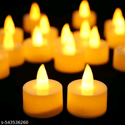 Gupta Marketing Flameless LED Tealight Candles 12 Pcs - White Smokeless Plastic Decorative Candle, Battery-Operated Safe Long-Lasting for Home, Weddings, Parties, Festivals & Creating Warm Romantic Ambience