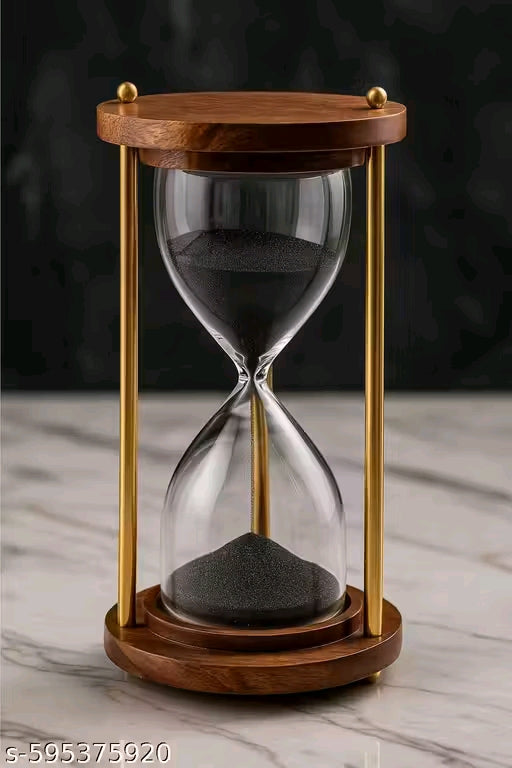 Natural Wood Black Sand 5-Minute Sand Timer for Home Decor | Stylish Hourglass for Timed Tasks & Aesthetic Charm