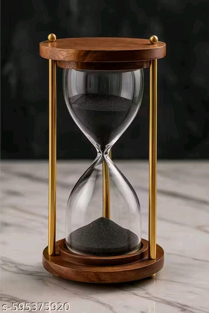 Natural Wood Black Sand 5-Minute Sand Timer for Home Decor | Stylish Hourglass for Timed Tasks & Aesthetic Charm