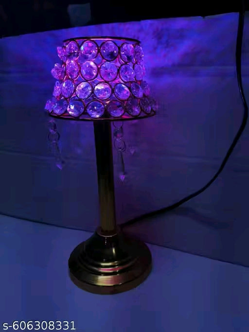 Mini Beautiful Crystal Table Lamp with Gold Base for Home Decor, Festival Decor & Gifting Purpose, Flower Design, 23 cm Height, LED Decorative