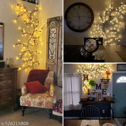 Tree Branches Decorative Wall Light Aesthetic Willow Vine Lights Flexible Enchanted Fairy Lights Twinkle Tree Lighted Branches LED Tree Branch Light Flexible Vine Fairy Lights Twinkle Artificial