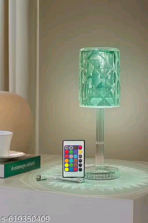 Crystal Table Lamp – 16-Color LED | USB Rechargeable | Touch & Remote Control | Night Light for Home & Party Décor (Multicolor, Pack of 1)