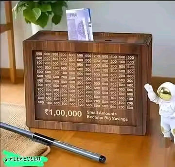 Wooden Money Piggi Bank for Kids/Piggy Bank, Money Box, Coin Box with Carved Design for Kids/Children, Savings Challenge Box, Cashbox,Cash Vault Wooden Savings Box,Wooden Coin Piggy Bank,Money Save Box Smash, Money Saver