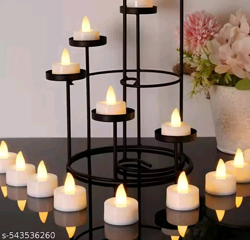 Gupta Marketing Flameless LED Tealight Candles 12 Pcs - White Smokeless Plastic Decorative Candle, Battery-Operated Safe Long-Lasting for Home, Weddings, Parties, Festivals & Creating Warm Romantic Ambience