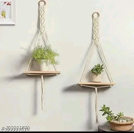 Macrame Wall Hanging Decor Shelves | Wall Shelf Shelves Natural Pine |Bookcase Display Storage Rack Multi Functional for Entryway Living Room,Bedroom Home,Office,Kitchen,Beige(38D x 9W x 35H ) - 𝚅𝙴𝙻𝙼𝙸𝚁𝚁𝙰