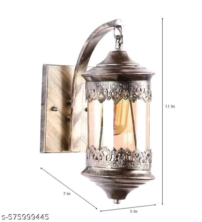 Golden Antique Design Aluminium Wall Light Sconce Lamp with Glass Shade for Dining | Bedroom (without Bulb,corded-electric)