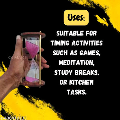 Natural Wood Pink Sand 5-Minute Sand Timer for Home Decor | Stylish Hourglass for Timed Tasks & Aesthetic Charm