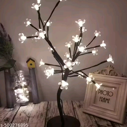Silicone Flower LED Cherry Twig Tree Lights Light Up Blossom Christmas Tree Table Lamp Decoration