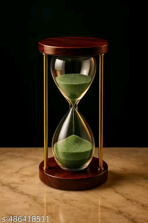 Natural Wood Green Sand 5-Minute Sand Timer – Home Decor Piece