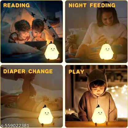 Aubade Pear Rechargeable Silicone Night Lamp - Soft Glow Pear Lamp, Kids Night Light, Nursery Decor, Birthday Gift, Silicone LED Light