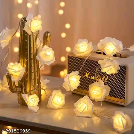 ItsApna pack of 1 14 LED white Rose Decorative Fairy String Lights for Decoration yellow color (Warm White - Steady Lights, 4 Meter Long, 2 Pin Plug)