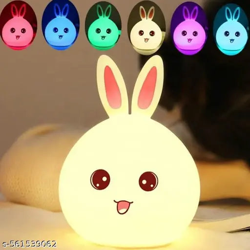 Rabbit Silicone Night Light - Color Changing LED Cute Lamp with Touch Sensor Control | USB Rechargeable, Perfect Decoration for Kids Bedroom Decor, Gifts for Baby, Children